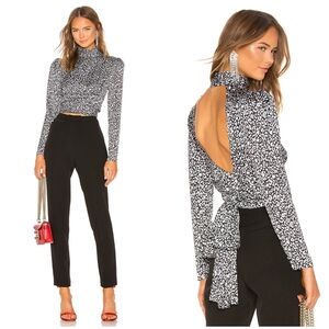 L'Academie The Suzanne Abstract Cheetah blouse size XXS